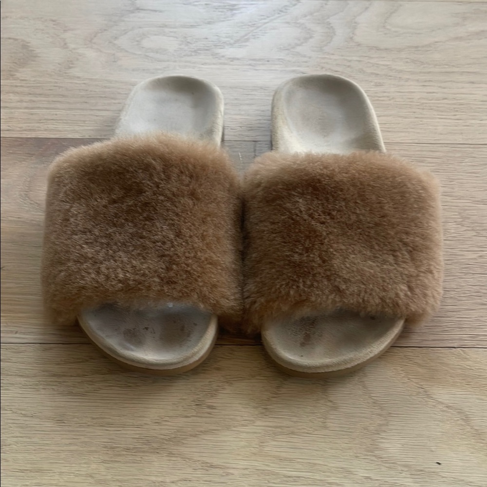 Cozy Brown Fuzzy Slides